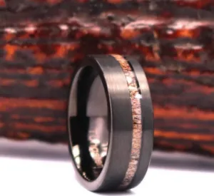The Black Stag - Black Tungsten Antler Men's Wedding Band 8MM