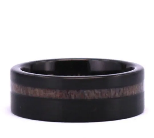 The Black Stag - Black Tungsten Antler Men's Wedding Band 8MM