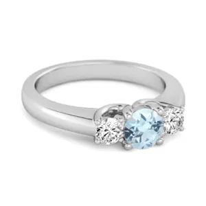 Three Stone 0.10 Ctw Blue Topaz Sterling Silver Engagement Ring