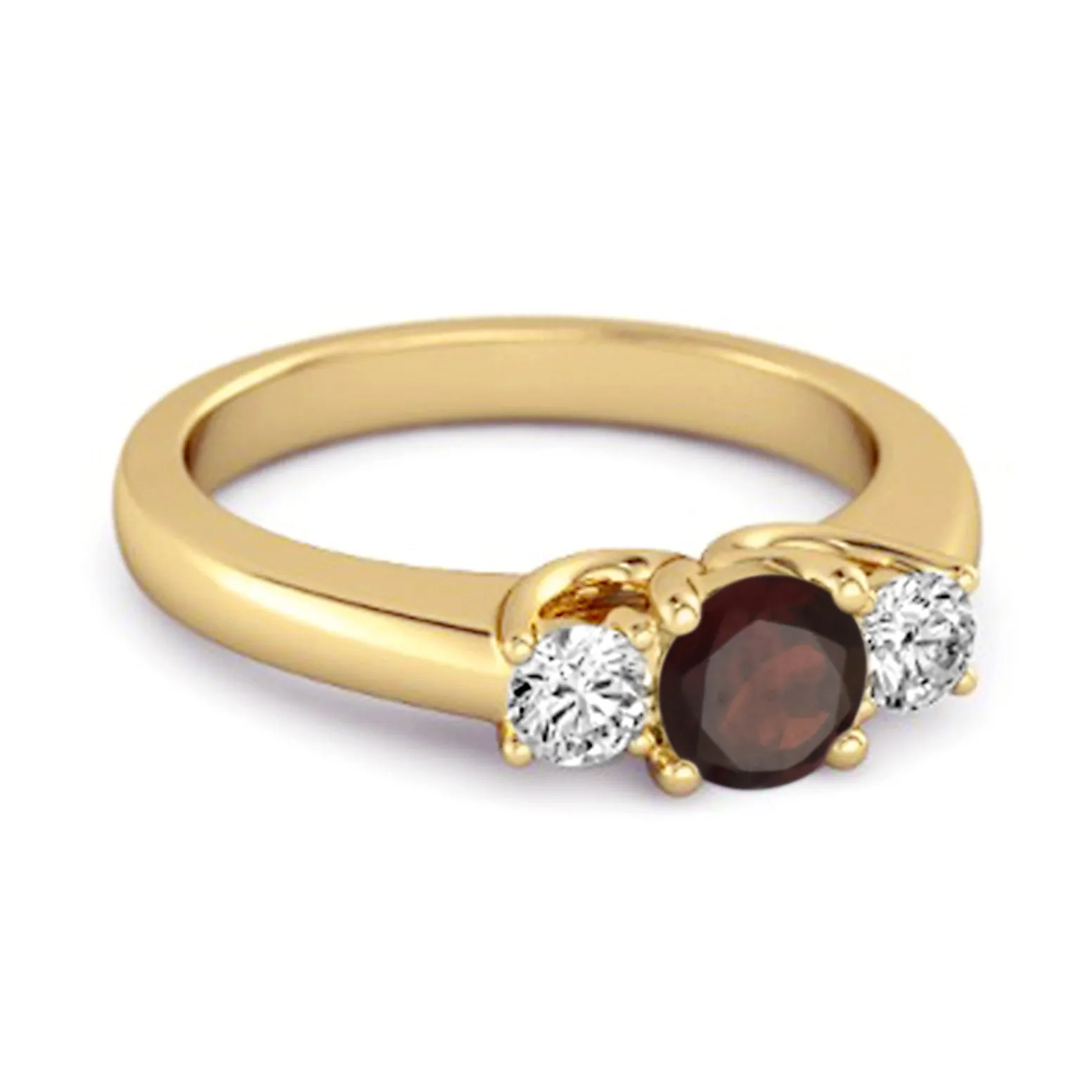 Three Stone 0.10 Ctw Garnet 925 Silver Engagement Ring