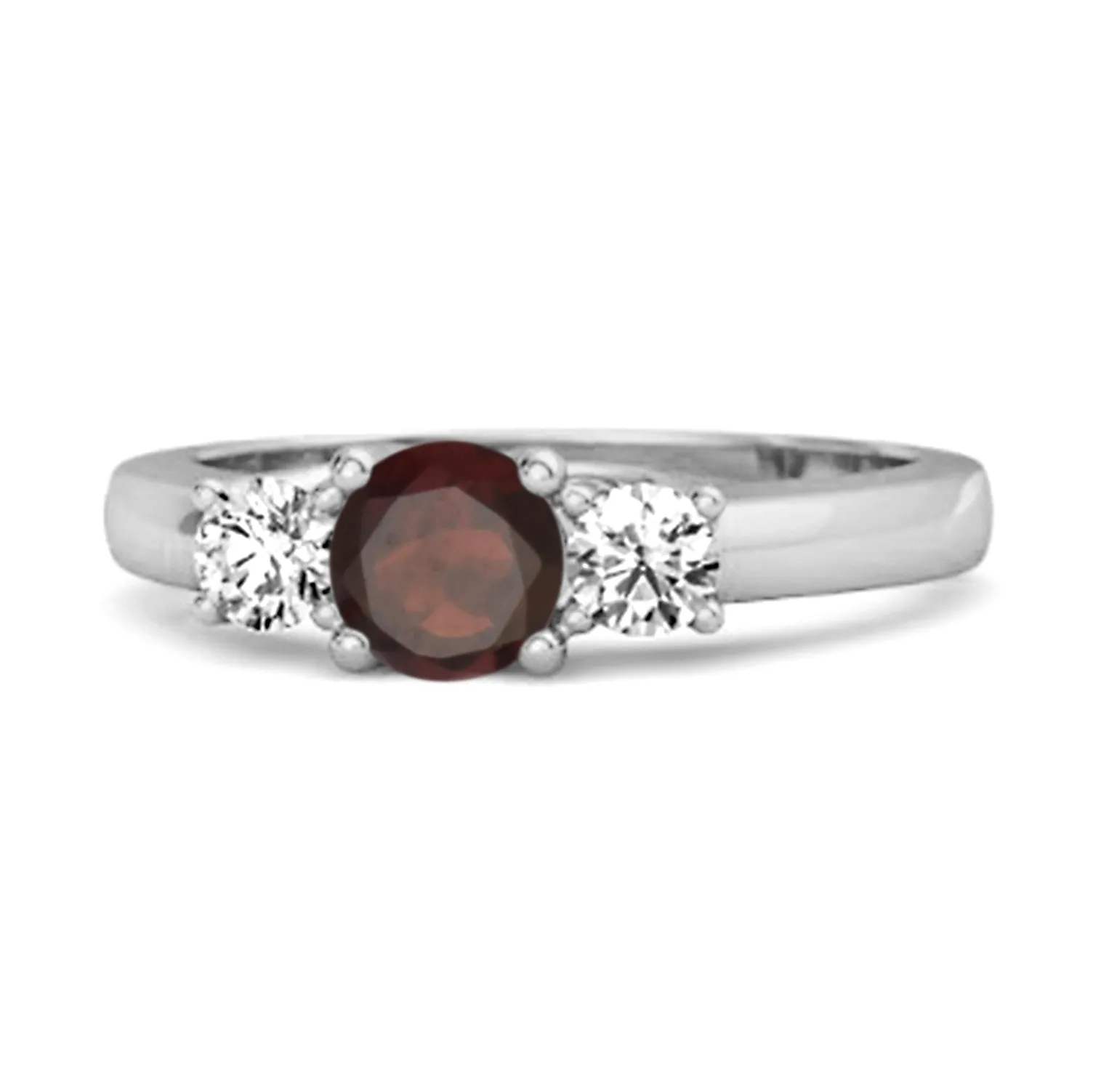 Three Stone 0.10 Ctw Garnet 925 Silver Engagement Ring