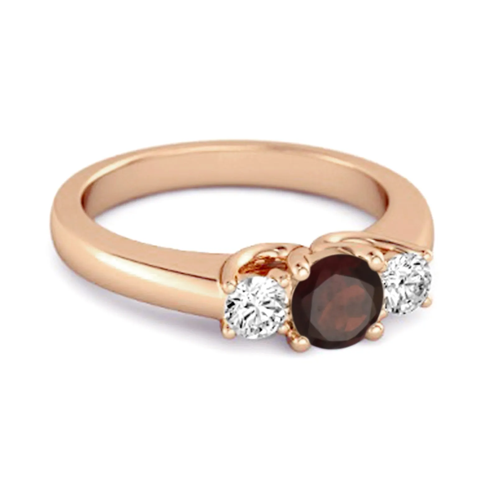 Three Stone 0.10 Ctw Garnet 925 Silver Engagement Ring