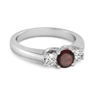 Three Stone 0.10 Ctw Garnet 925 Silver Engagement Ring