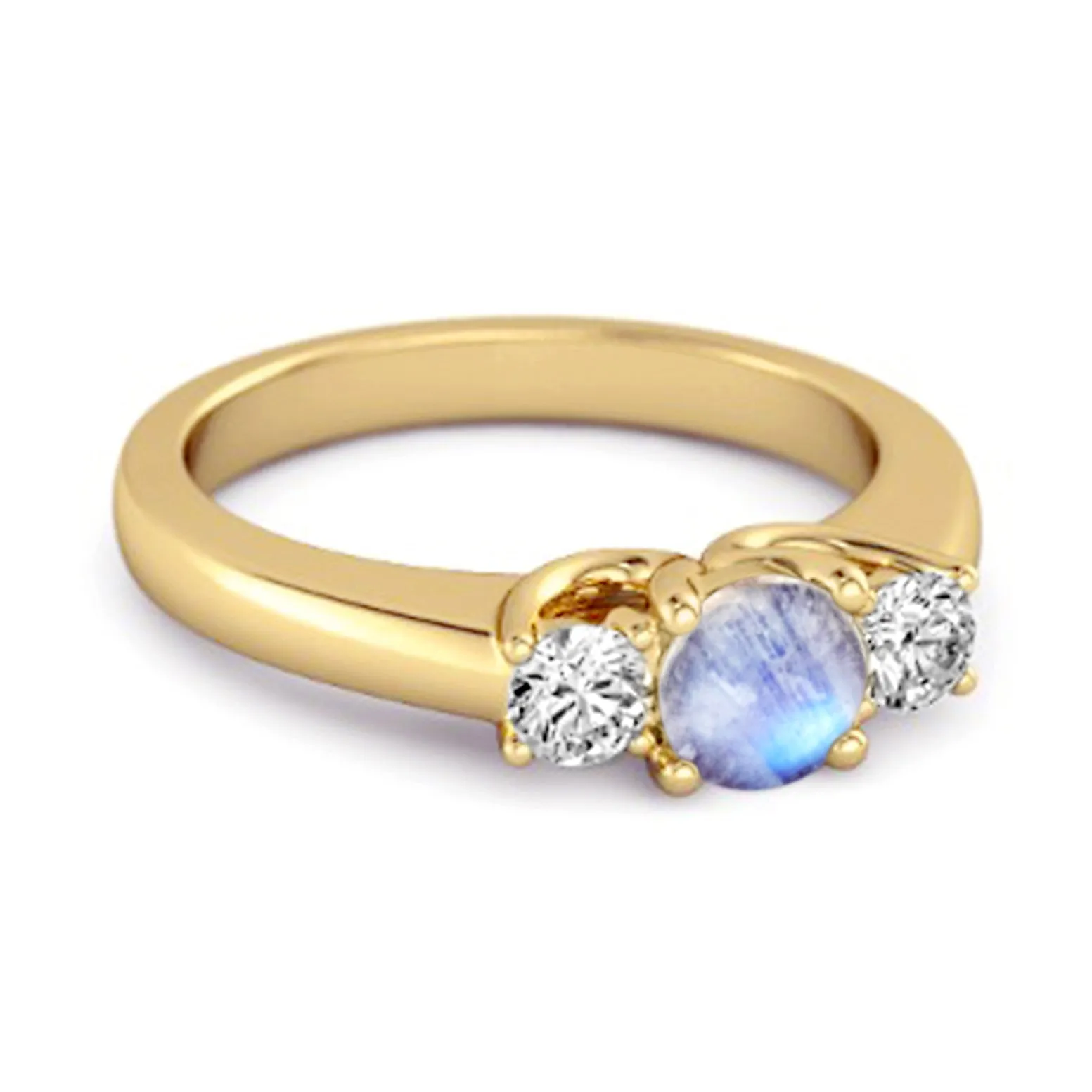 Three Stone 0.10 Ctw Moonstone 925 Silver Engagement Ring