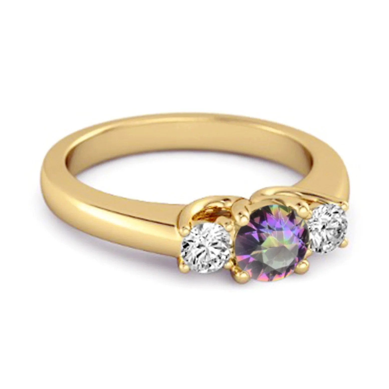 Three Stone 0.10 Ctw Mystic Topaz 925 Silver Engagement Ring