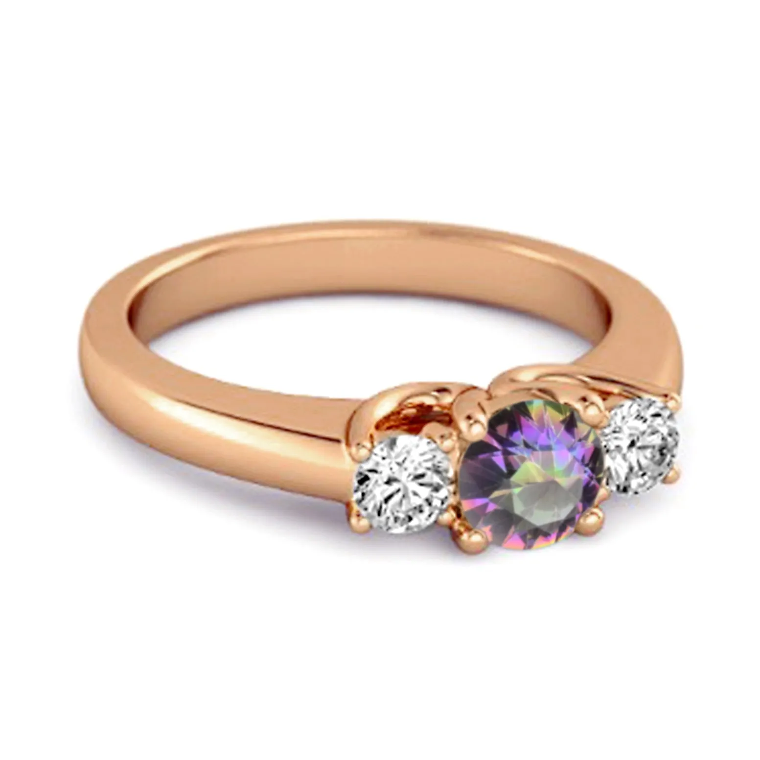 Three Stone 0.10 Ctw Mystic Topaz 925 Silver Engagement Ring