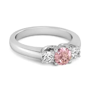 Three Stone 0.10 Ctw Pink Zirconia Sterling Silver Engagement Ring