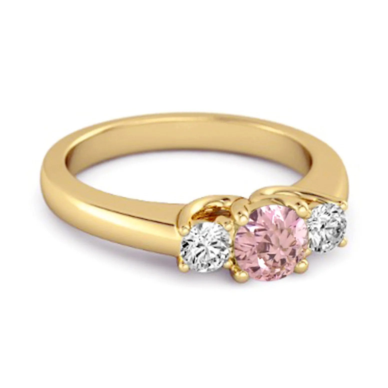 Three Stone 0.10 Ctw Pink Zirconia Sterling Silver Engagement Ring