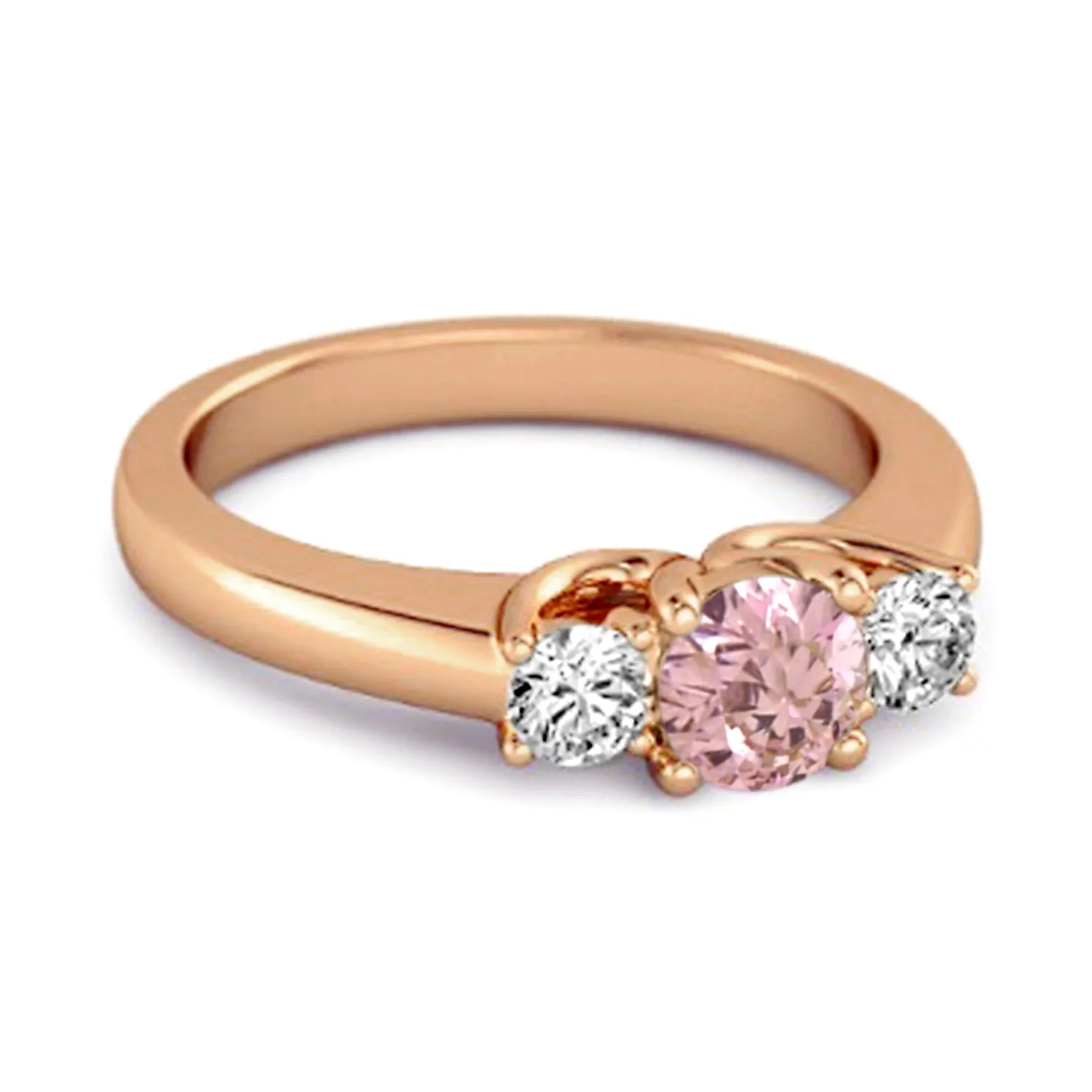 Three Stone 0.10 Ctw Pink Zirconia Sterling Silver Engagement Ring