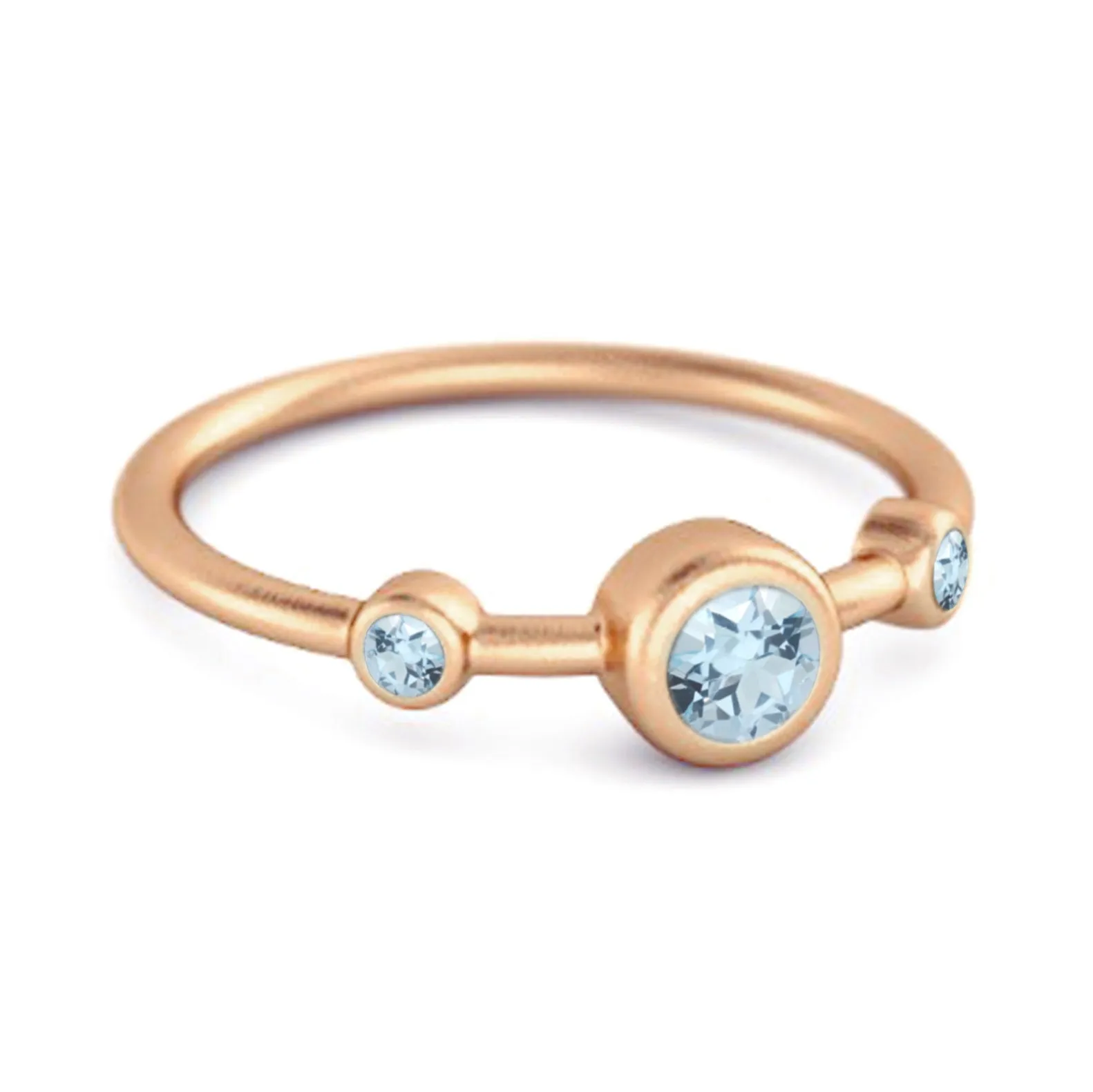 Three Stone Round Cut Blue Topaz 925 Sterling Silver Bridal Ring