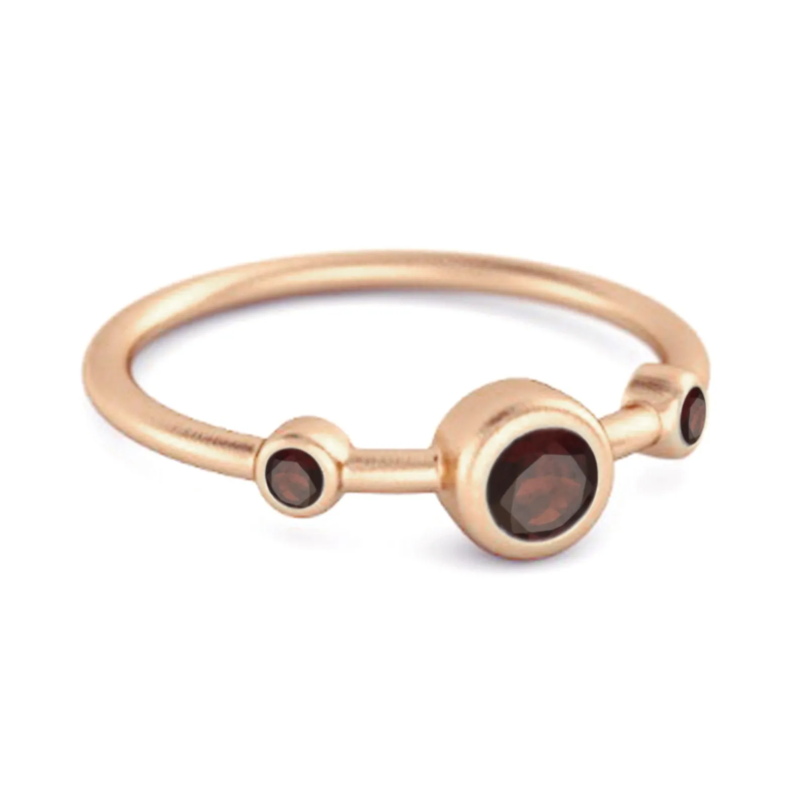Three Stone Round Cut Garnet 925 Sterling Silver Bridal Ring