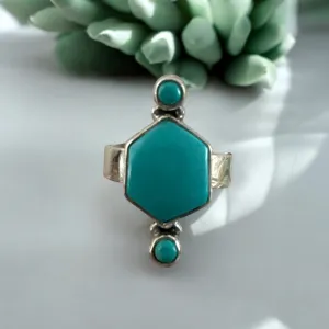 Tibetan Turquoise Solid 925 Sterling Silver Ring 7