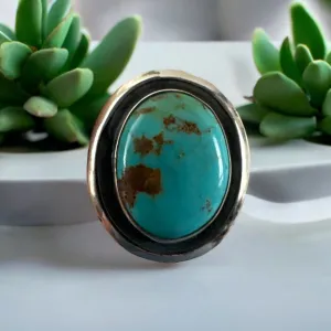 Tibetan Turquoise Solid 925 Sterling Silver Ring 8