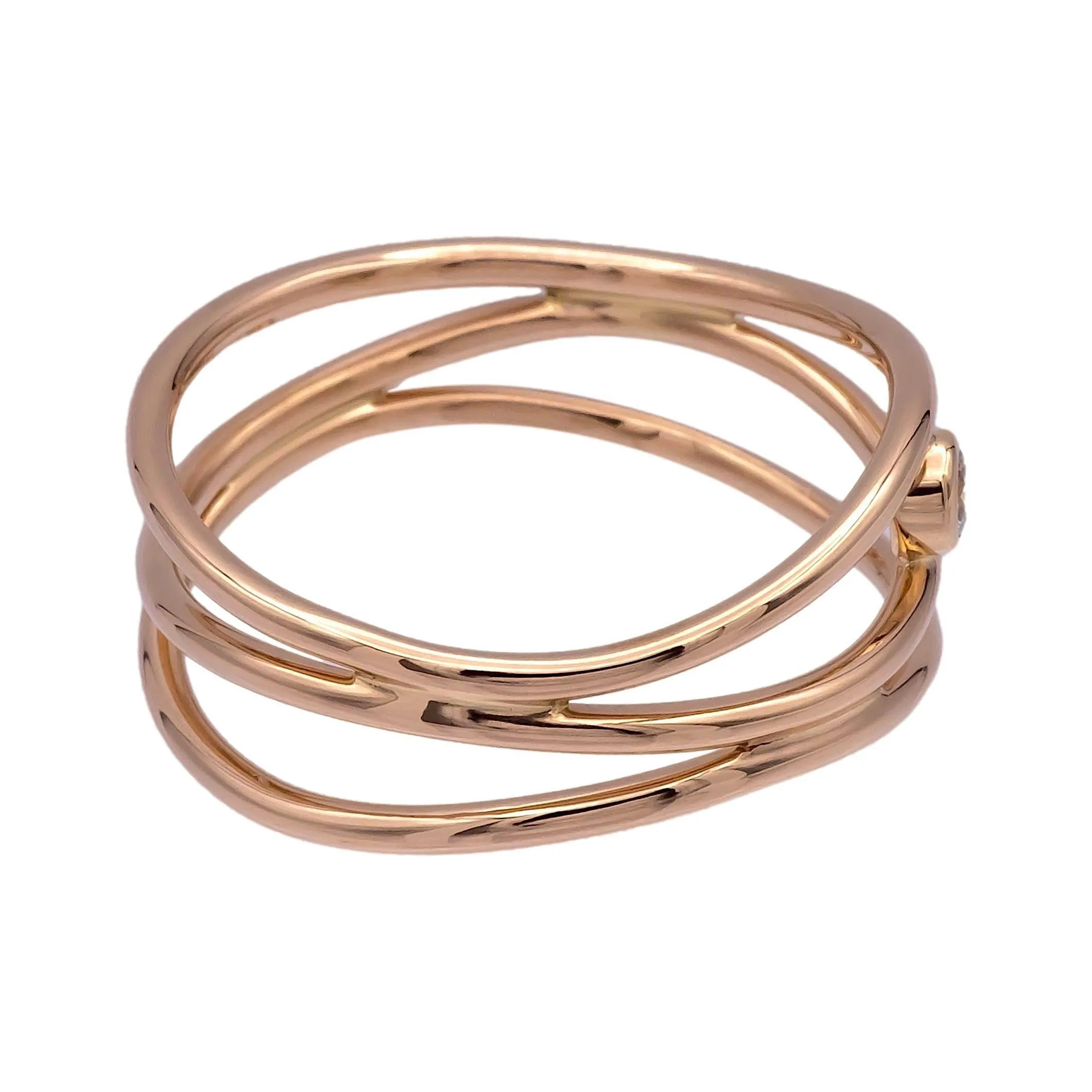 Tiffany & Co Elsa Peretti 18K Rose Gold Three-Row Diamond Band Ring Size 6.5