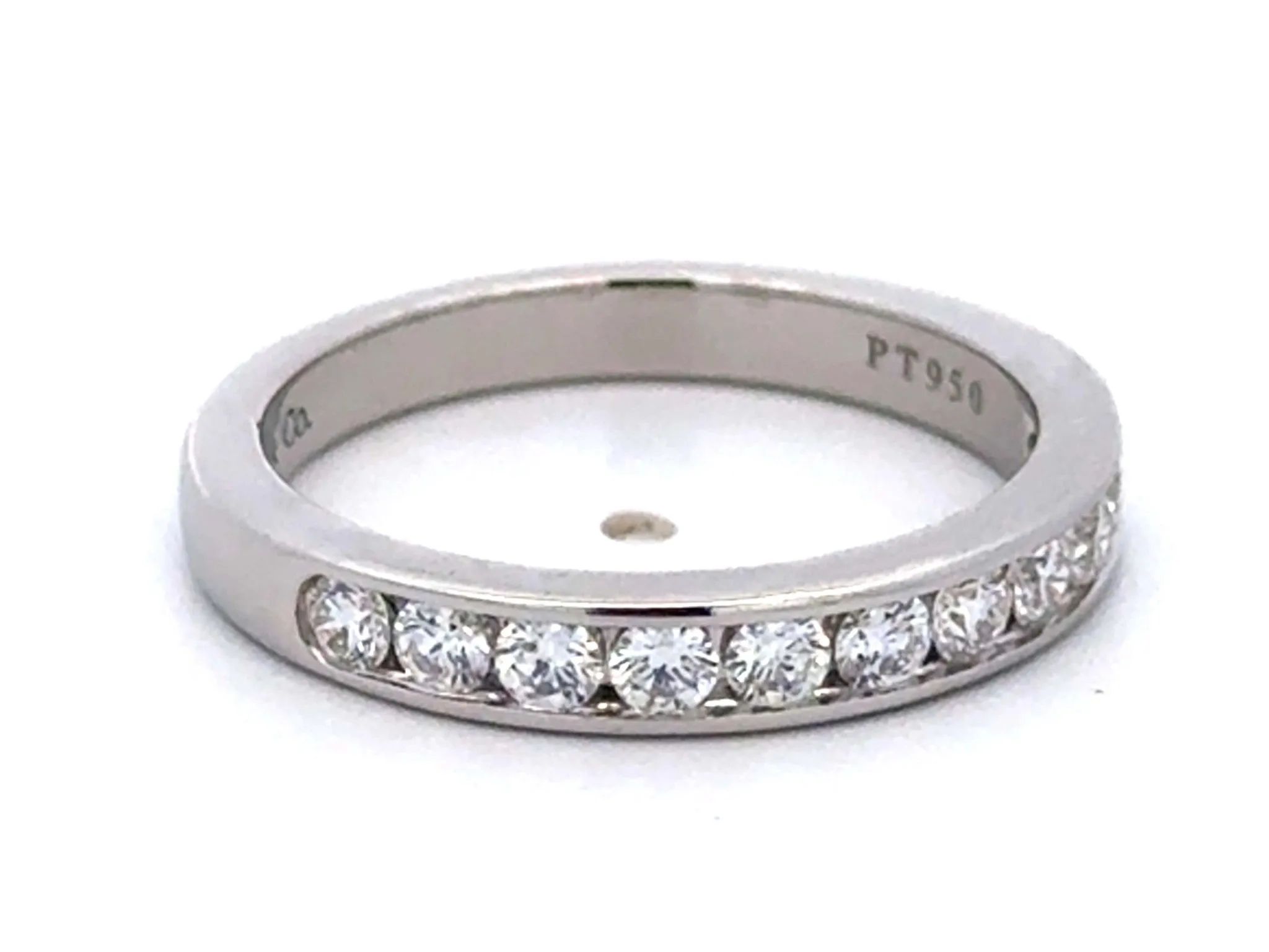 Tiffany & Co. Wedding Band in Platinum with a Half-circle of Diamonds, 3 mm
