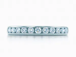 Tiffany & Co. Wedding Band in Platinum with a Half-circle of Diamonds, 3 mm