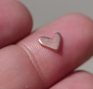Tiny Lopsided Heart metal blanks, Small heart blank 7mm
