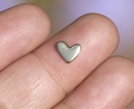 Tiny Lopsided Heart metal blanks, Small heart blank 7mm