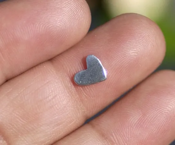 Tiny Lopsided Heart metal blanks, Small heart blank 7mm