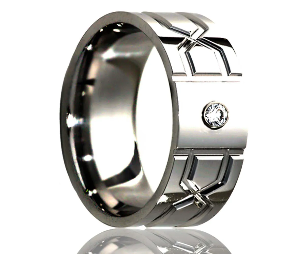 Titanium Flat Diamond Geometric Infinity Milled Ring