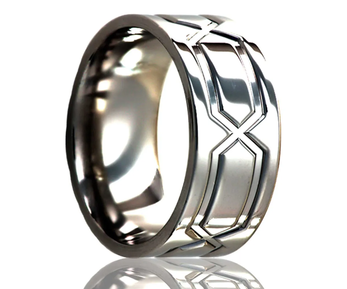 Titanium Flat Geometric Infinity Milled Ring