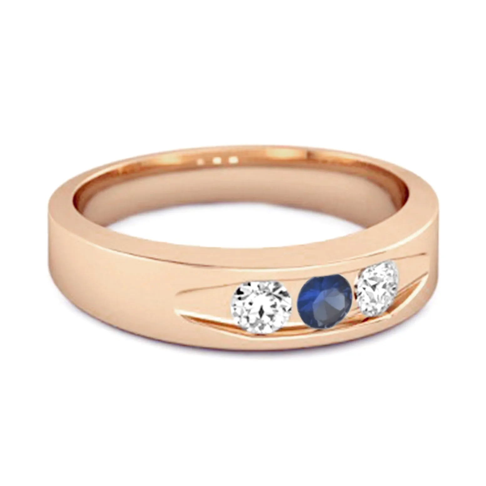 Tri Culvert Ring 925 Sterling Silver 0.30 Ct Blue Sapphire Ring