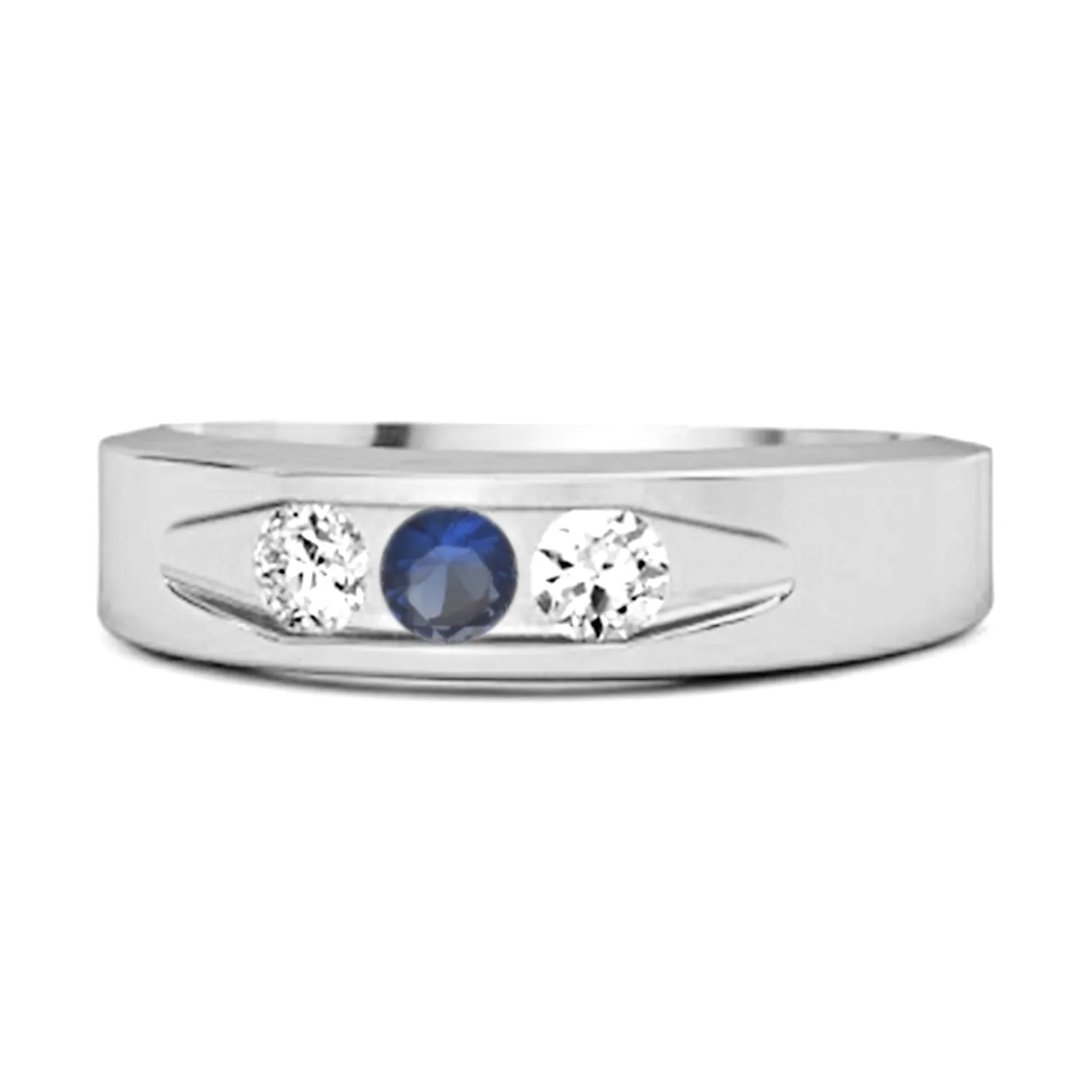 Tri Culvert Ring 925 Sterling Silver 0.30 Ct Blue Sapphire Ring