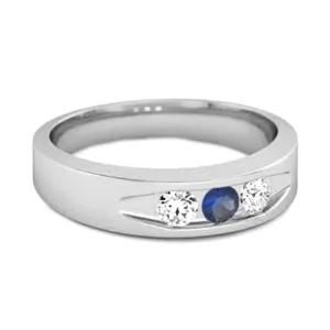 Tri Culvert Ring 925 Sterling Silver 0.30 Ct Blue Sapphire Ring