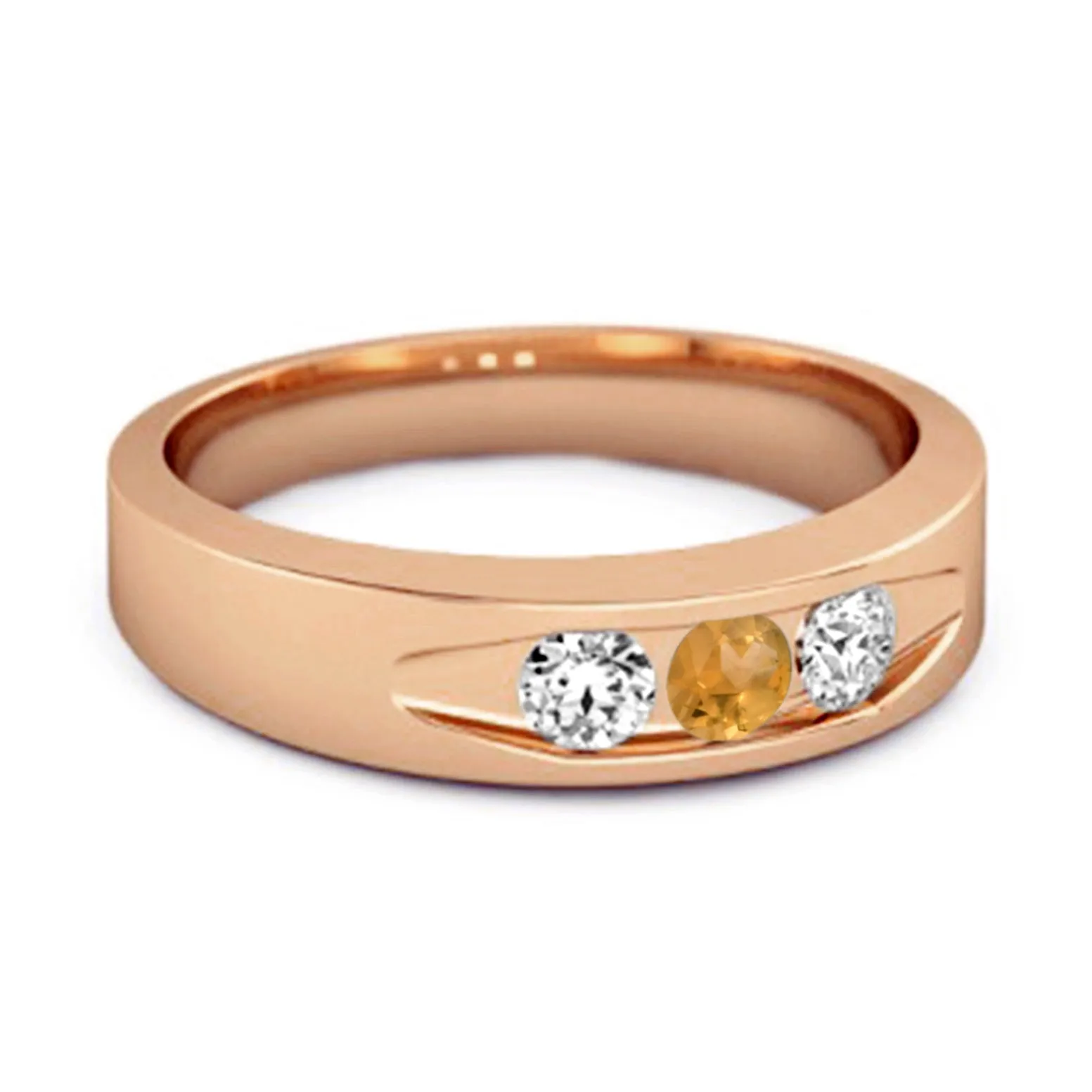 Tri Culvert Ring 925 Sterling Silver 0.30 Ct Citrine Ring