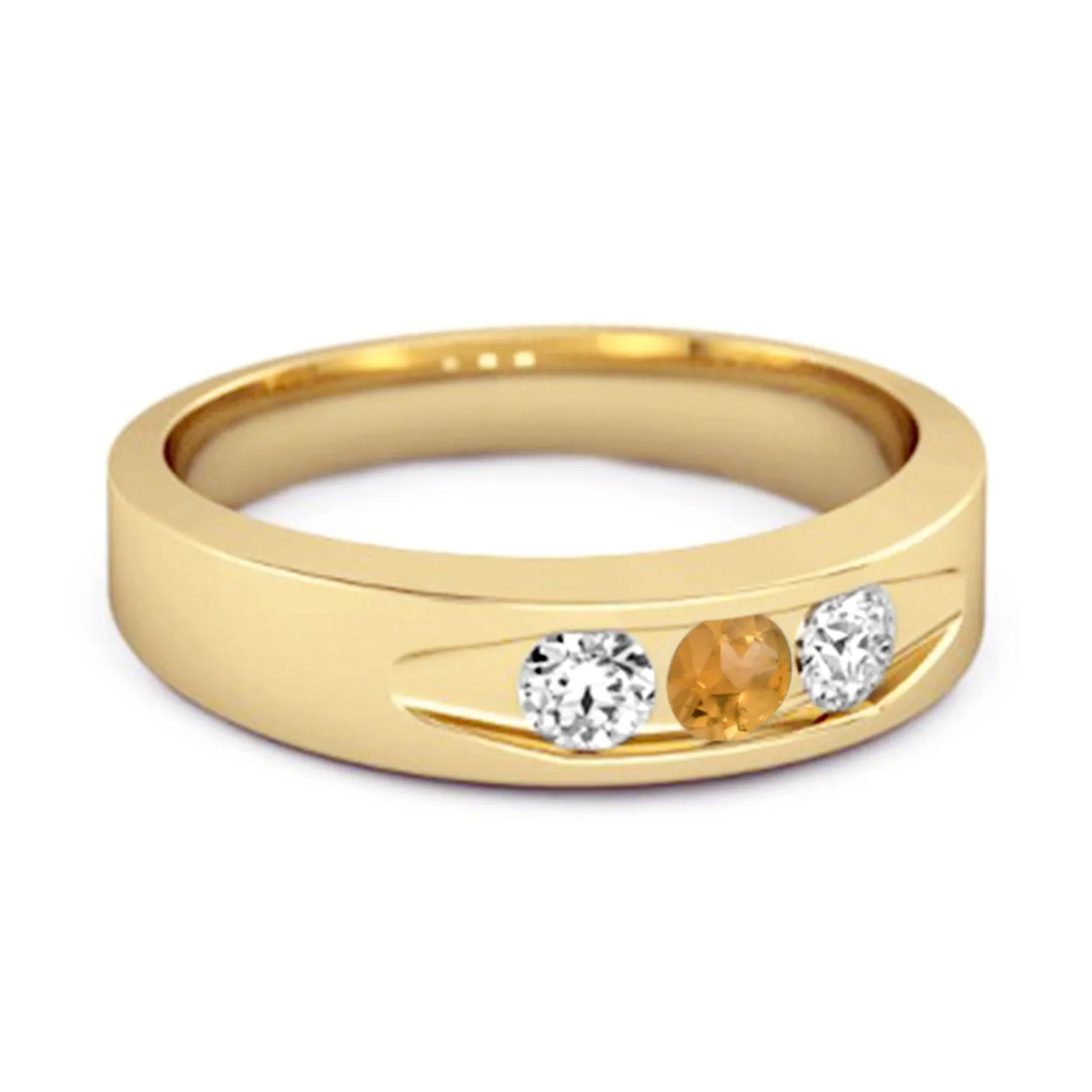 Tri Culvert Ring 925 Sterling Silver 0.30 Ct Citrine Ring