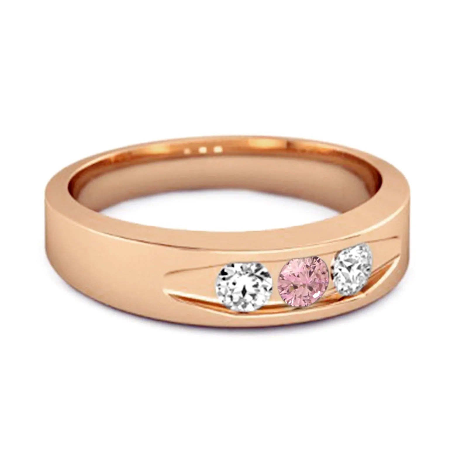 Tri Culvert Ring 925 Sterling Silver 0.30 Ct Pink Zirconia Ring