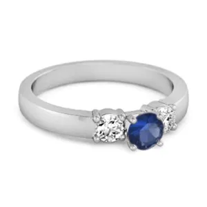 Tri Stone 0.10 Ctw Blue Sapphire 925 Sterling Silver Mystery Ring