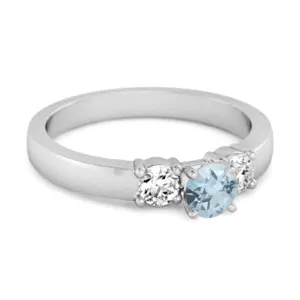 Tri Stone 0.10 Ctw Blue Topaz 925 Sterling Silver Mystery Ring