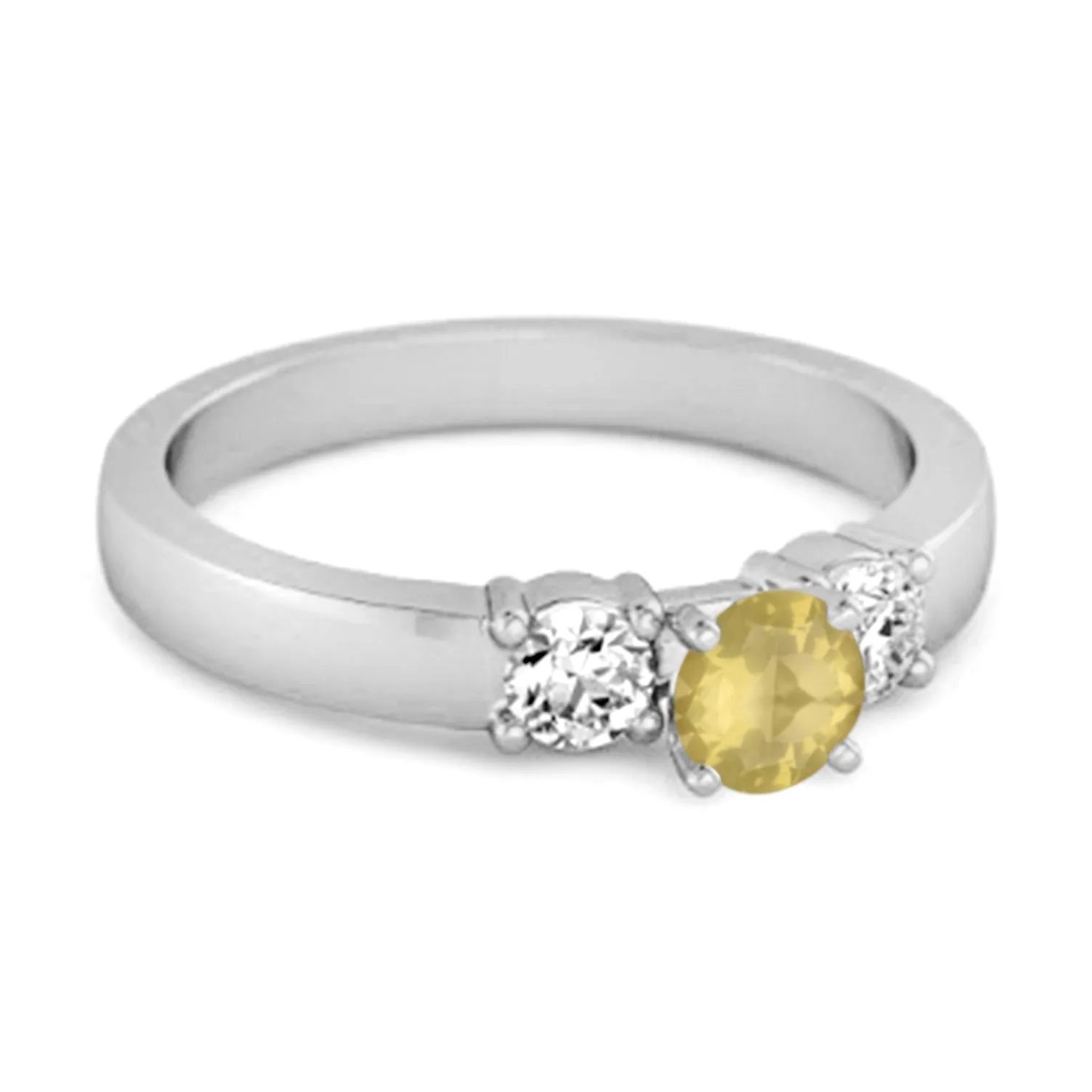 Tri Stone 0.10 Ctw Lemon Quartz 925 Sterling Silver Mystery Ring