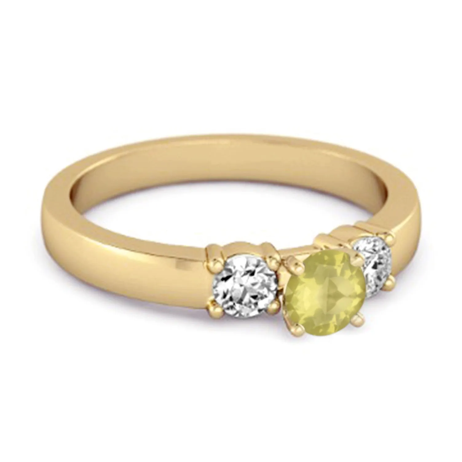 Tri Stone 0.10 Ctw Lemon Quartz 925 Sterling Silver Mystery Ring