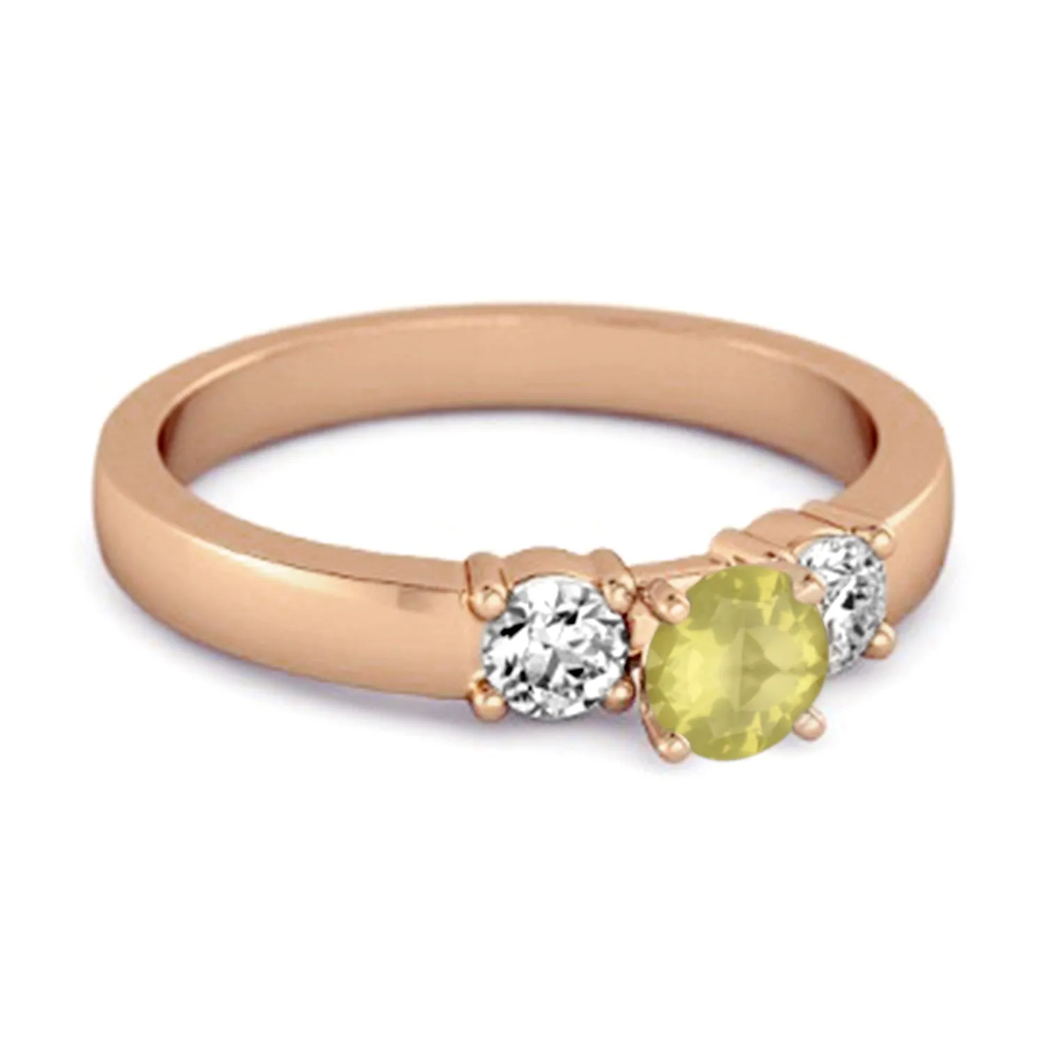 Tri Stone 0.10 Ctw Lemon Quartz 925 Sterling Silver Mystery Ring