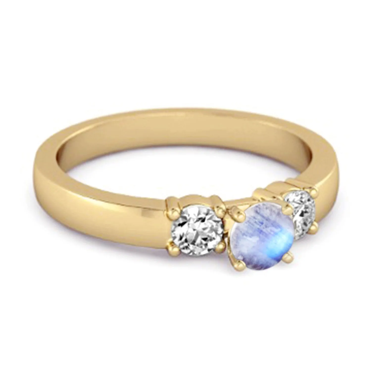 Tri Stone 0.10 Ctw Moonstone 925 Sterling Silver Mystery Ring