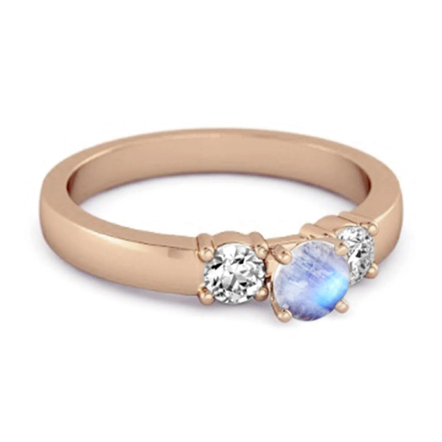 Tri Stone 0.10 Ctw Moonstone 925 Sterling Silver Mystery Ring