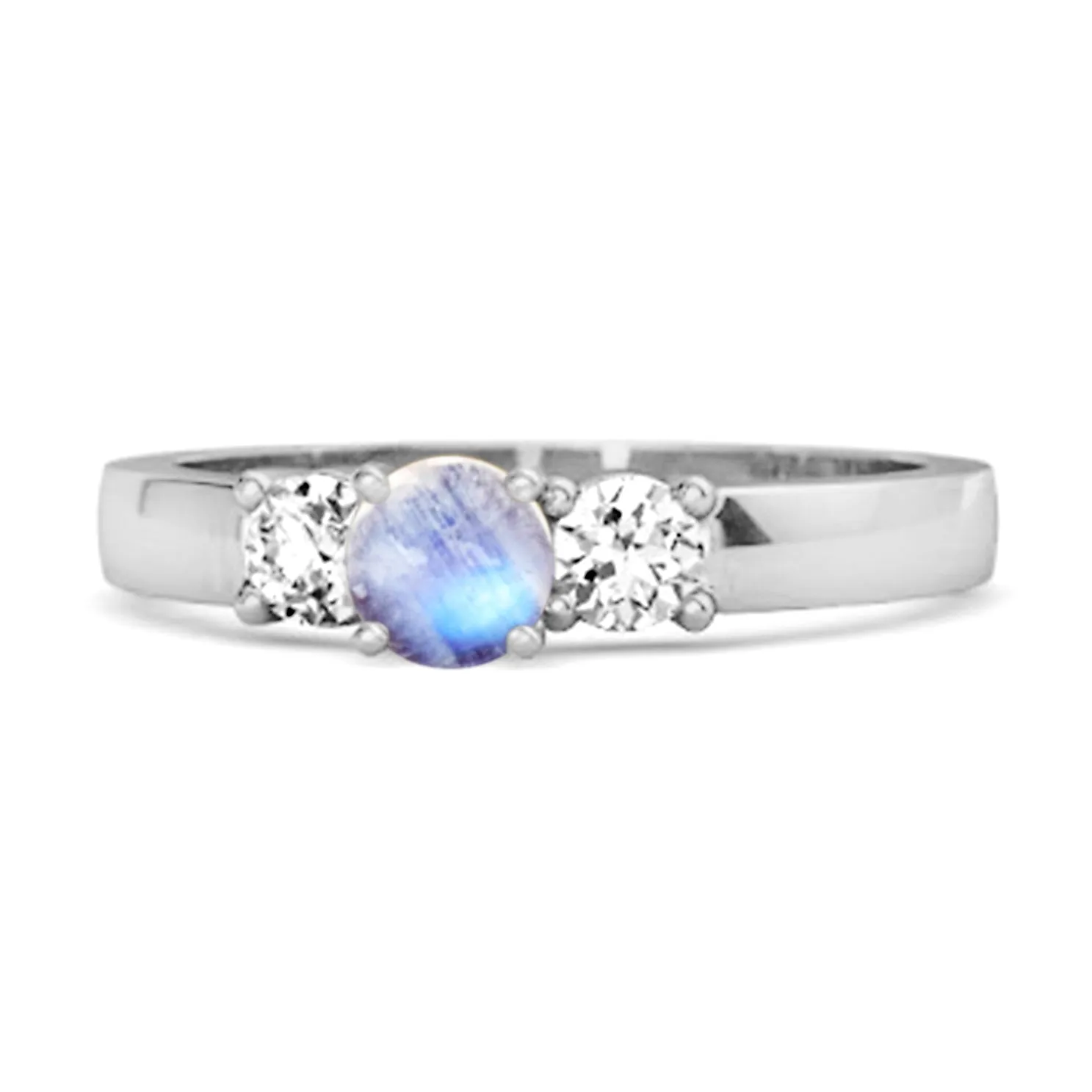 Tri Stone 0.10 Ctw Moonstone 925 Sterling Silver Mystery Ring