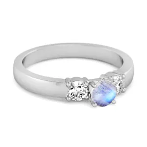 Tri Stone 0.10 Ctw Moonstone 925 Sterling Silver Mystery Ring