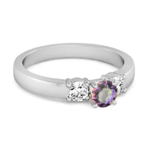 Tri Stone 0.10 Ctw Mystic Topaz 925 Sterling Silver Mystery Ring