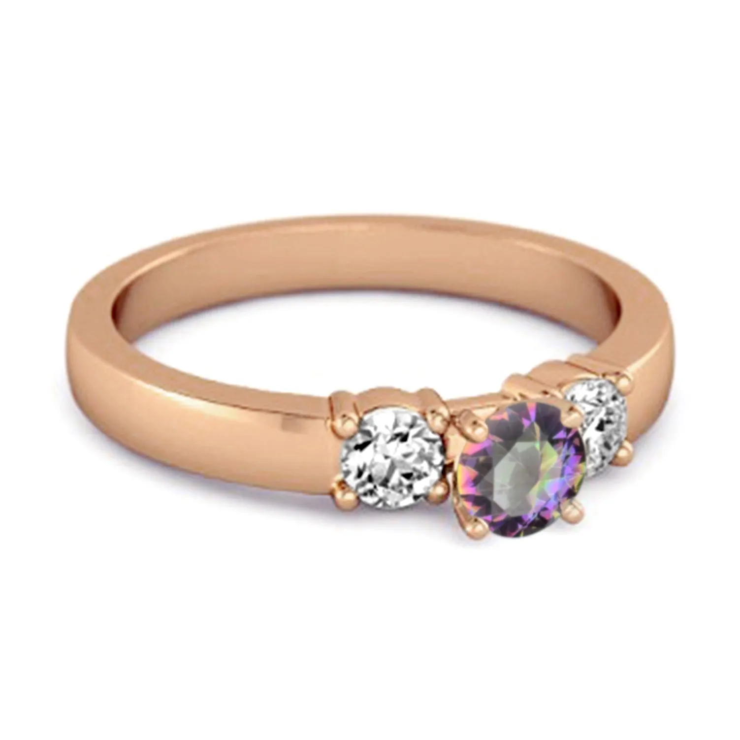 Tri Stone 0.10 Ctw Mystic Topaz 925 Sterling Silver Mystery Ring