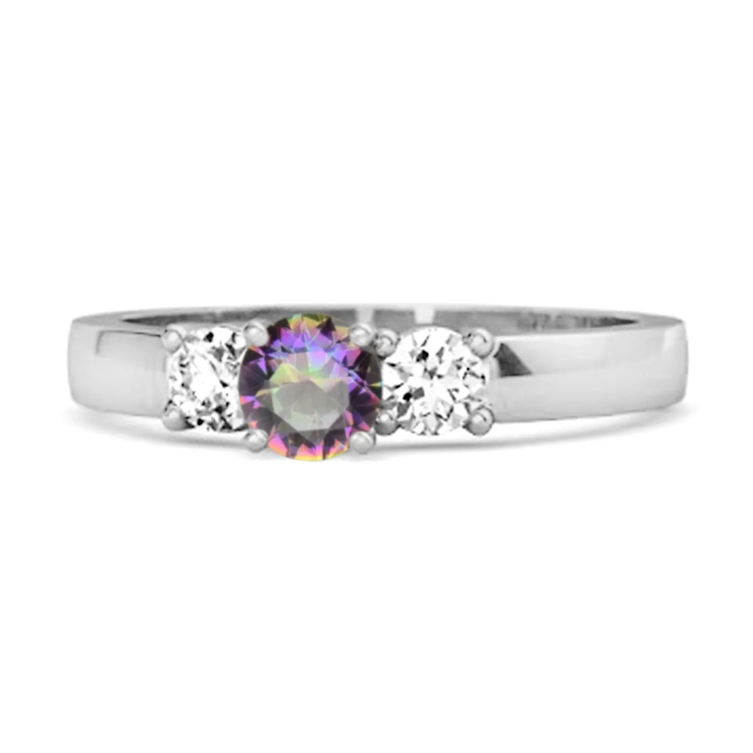 Tri Stone 0.10 Ctw Mystic Topaz 925 Sterling Silver Mystery Ring