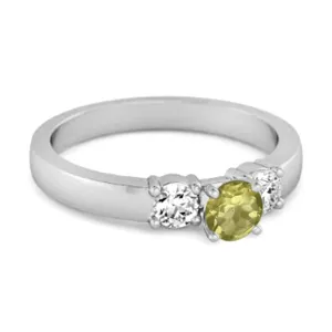 Tri Stone 0.10 Ctw Peridot 925 Sterling Silver Mystery Ring