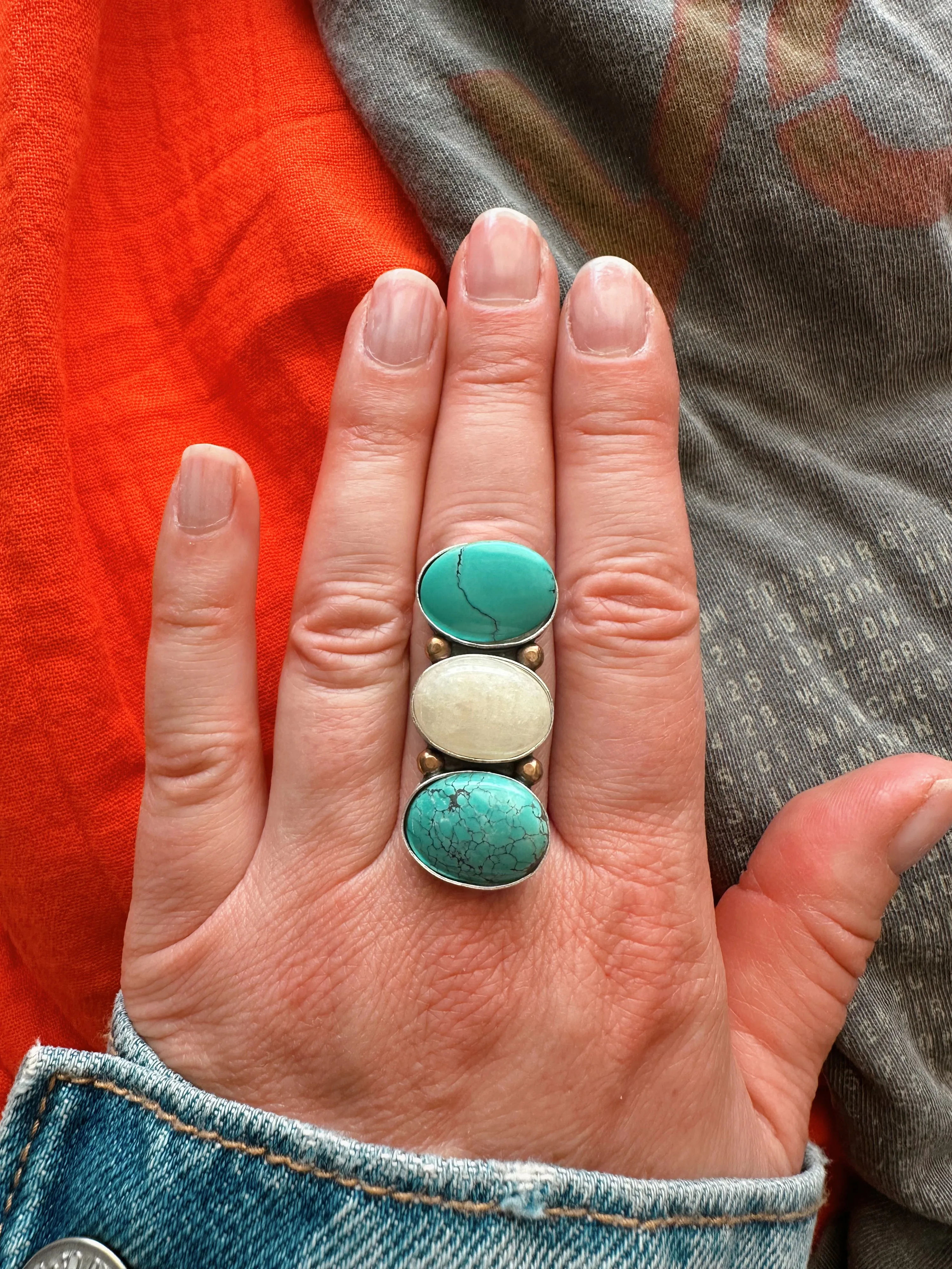 TRIPLE STONED RING - NO. 1 - FINISH TO SIZE
