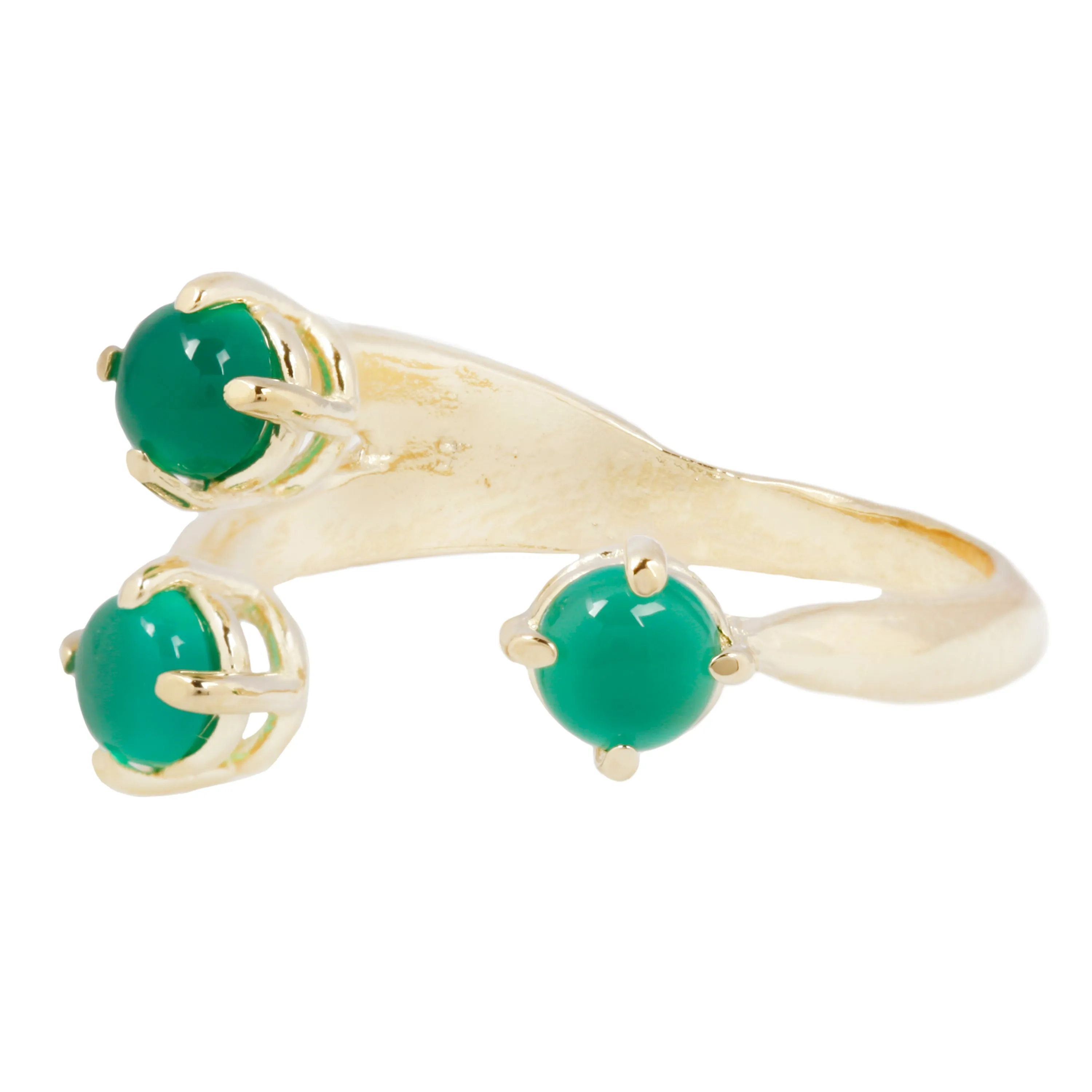 Triple Twisted Claw Ring with Stone in Green Onyx