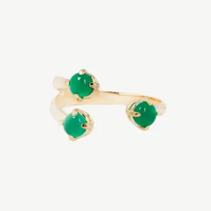 Triple Twisted Claw Ring with Stone in Green Onyx