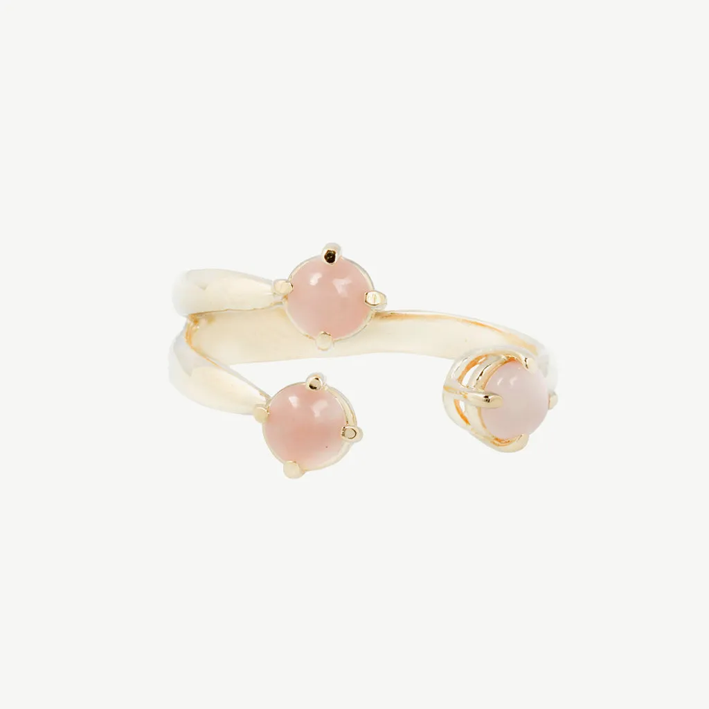 Triple Twisted Claw Ring with Stone in Pink Opal