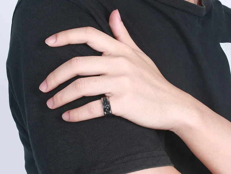 Tungsten Carbide Ring Silver-Plated Carbon