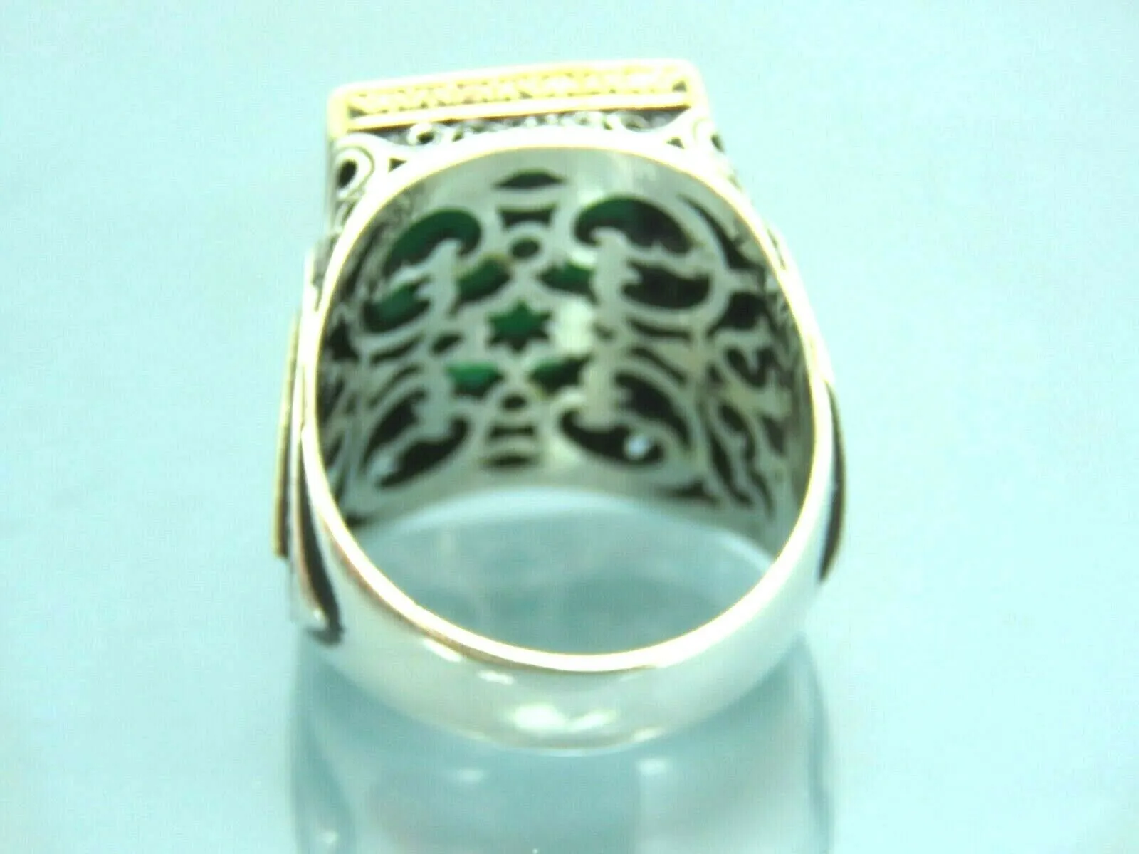 Turkish Handmade Jewelry 925 Sterling Silver Agate Stone Engraved Mens Rings